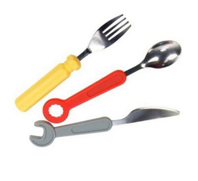 China Tool Shape Silicone Rubber Serving Fork and Spoon Viable Custom Wholesale Unique Set, Stainless Steel Spoon and Fork Gifts for sale