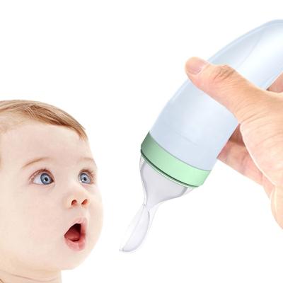 China BPA Free Custom Logo Biberones Bebe Silicone Baby Feeder Feeding Bottle With Dispensing Spoon for sale