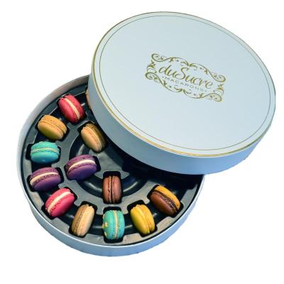 China Recycled Materials Food Grade 20 Custom Round Macaron Packaging Box for sale