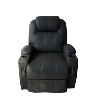 China American Style Sound And Soft Black Leather Massage Recliner Cinema Sofa Swivel With Single Cup Holders Recliner for sale