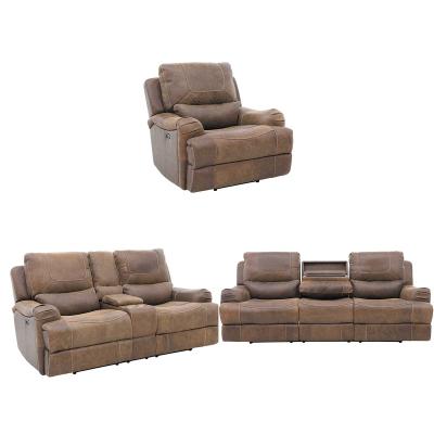 China (Others) 123 Arabic style sofa set power move loveseat vintage recliner brown leather recliner sectional sofa adjustable with drop down table for sale