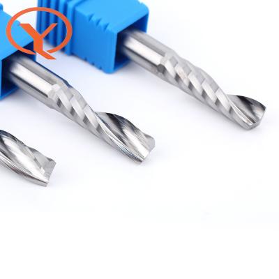 China Qiye 3.175mm-10mm Carbide 1F Solid Carbide Single Flute End Mill Cutter For MDF Aluminum Wood for sale