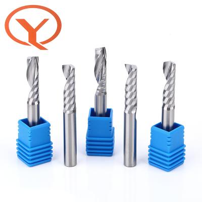 China Mobile Phone Tablet Qiye 3.175mm-10mm Solid Carbide Single Flute End Mill Cutter For MDF for sale