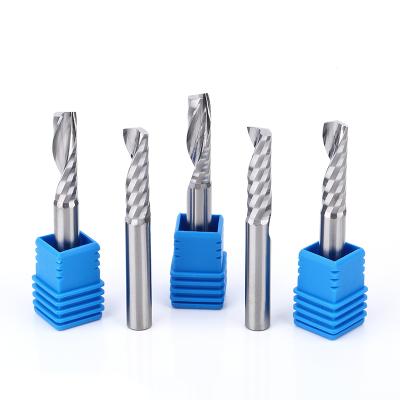 China Mobile Phone Tablet 1F Qiye 3.175mm Solid Carbide Single Flute End Mill Cutter For MDF Aluminum Wood for sale