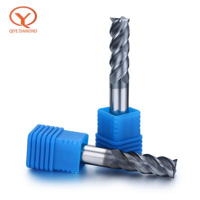 China QIYE Carbide 2/4 Solid Flute Flat End Mill with 45 Degree Helix Angle for sale