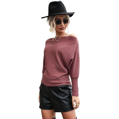 China Anti-wrinkle Autumn And Winter Knitted 2022 off the shoulder O-neck girl sweater pullover women for sale