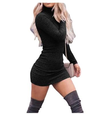 China Factory wholesale Anti-wrinkle ladies sleeveless long round neck skinny slim fit sexy short skirt knit casual dress women sweater for sale