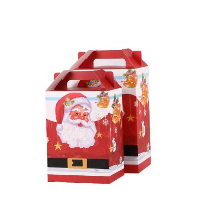 China Newly Designer Recyclable Waterproof Biodegradable Gift Bag Red Handle Christmas Paper Gift Box for sale