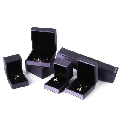 China Ring Box Matte Black Leather Jewelry Packaging Box Necklace Bracelet High Quality Jewelry Box for sale