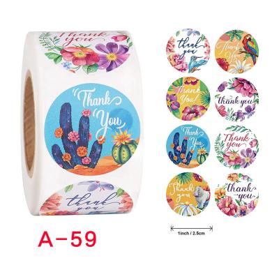 China New Style Waterproof Stickers 1 Inch Flower Gift Envelope Sealing Roll Up Labels Tape Floral Thank You Stickers for sale