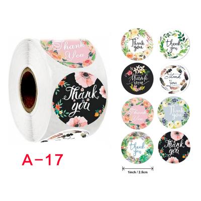 China Scratch-off 500 Marks 1 Inch Bun Flower Thank You Stickers Gift Decoration Stationery Seal Label Party Handmade Sticker for sale