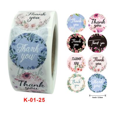 China 500pcs New Design Custom Scratch-On Colorful Stamping Thank You Stickers For My Small Business Label Vinyl Flowers Decals Roll Stickers for sale