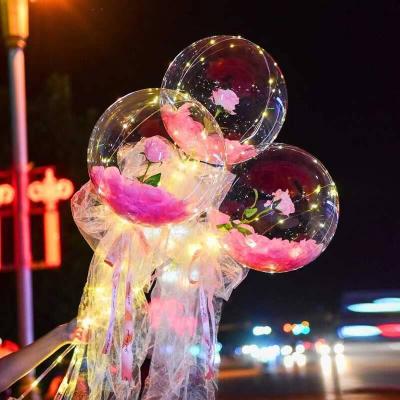 China Bobo Ball Party Hot Sale Clear Flashing Flowers and Decoration Set Happy Birthday Bobo Inflatable Helium Balloon For Gift Packing Flower for sale