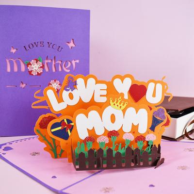 China Cheap Colorful China Mother's Day Letter Birthday Greeting Card I Love Mom 3d Auto Greeting Card for sale