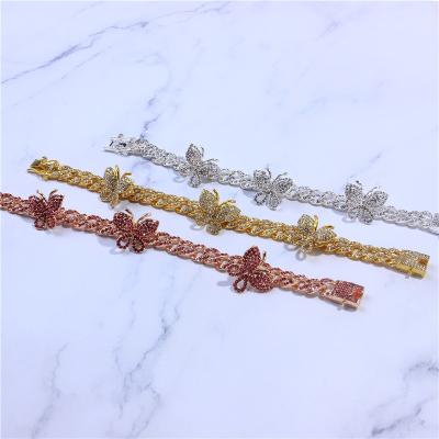 China New Fashion CLASSIC Diamond Butterfly Anklet Wholesale Handmade Butterfly Crystal Bracelet Anklet for sale