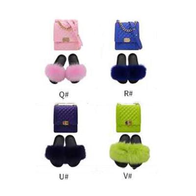 China Wholesale High Quality Jelly Bag Set Plush Small Slippers Freeze Wallet Rainbow Jelly Shoulder Female Bag for sale