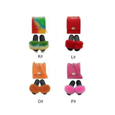 China High quality small jelly handbag plush slippers jelly wallet female rainbow jelly shoulder handbag wholesale for sale