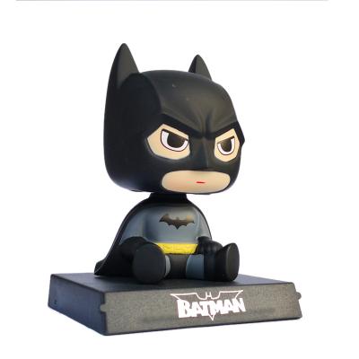 China Cartoon Toy Q version Bat-man Cartoon Center Console PVC Doll Car Ornaments Mobile Phone Decorative Flip Bracket for sale