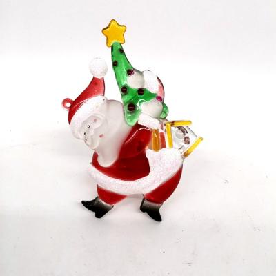 China Christmas Acrylic Led Decoration Lights Santa Ornaments Claus Snowman Elk Shape Window Suction Cup Merry Christmas Tree Decorums for sale