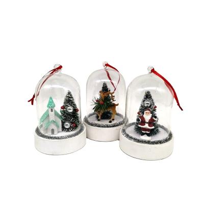 China 2021 Singles NEW! Christmas decorative deer husband+tree+green house+ christmas set 3 glass bell glass lamp 15cm for sale