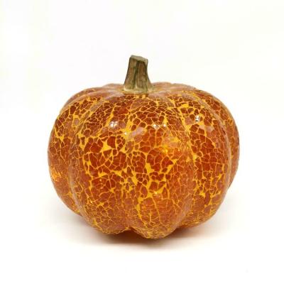 China 2021 Galss+plastic vidrio glass pumpkin LED light Navidad Lampara de calabaza de up pumpkin table ornaments for Halloween Christmas for sale