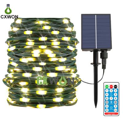 China 76ft Solar Garden 200LED String Lights Fairy Leather Wire Party Light Christmas Lights Outdoor Decoration for sale