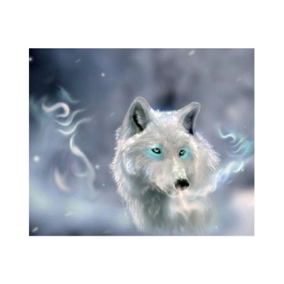 China Full Drill DIY Diamond Painting White Wolf Animal Classic Diamond Embroidery Home Decoration for sale