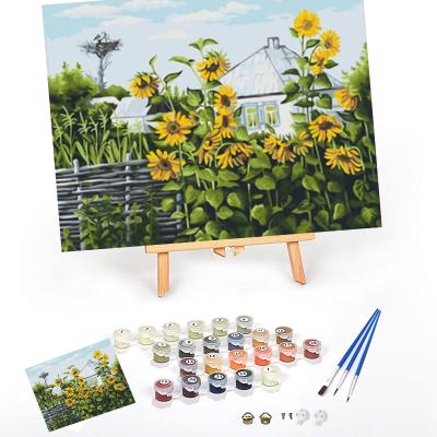 China DIY Sunflower Painting DIY Canvas Painting Toolbox Home Decorative Digital Painting Oil Painting for sale