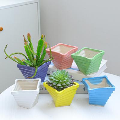 China Custom Made Porcelain Eco-Friendly Luminous Succulent Multiple Color Dorado Print Plant Flower Pot Ceramic Planter for sale