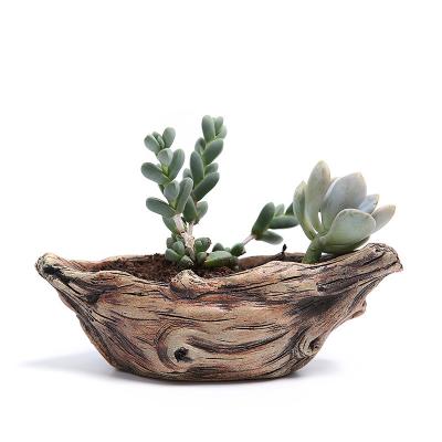 China Plant Breathable And Durable Bonsai Cement Concrete Wholesale Ceramic And Succulent Garden Tree Stump Flower Pot Planter for sale