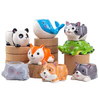 China cute & Mini Small Fox Animal Succulent Design Cute Garden Planter Ceramic Flower Plant Pots Set for sale