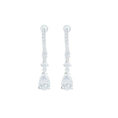 China TRENDY Star Teardrop Zircon Tassel Huggie Baroque Lightweight Luxury Earrings For Women Gift Fashion Design Jewelry White Silver Party for sale