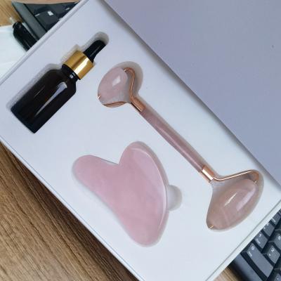 China Rose Quartz Jade Roller For Private Label Jade Roller Rose Quartz Roller Anti Aging Pink Face Whitening for sale