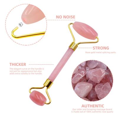 China Amazon hot sale handheld gua sha stone rose quartz face massage roller jade stone for sale