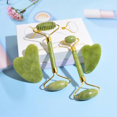 China Amazon Hot Luxury Product Skin Care Machine Facial Brush Jade Roller Gua Sha Massage Roller Face Mask Set With Box for sale