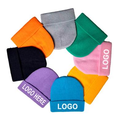 China JOINT Promotional High Quality Plain Dyed Beanie Hat Acrylic Hot Fisherman Personalized 100% Knitted Beanie Hat With Custom Logo for sale