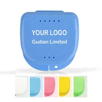 China Retainer Mouthguard Container Retainer Box Customized Logo Dental Case With Hole Denture Container For Retainer Personalized Orthodontic Retainer Box for sale