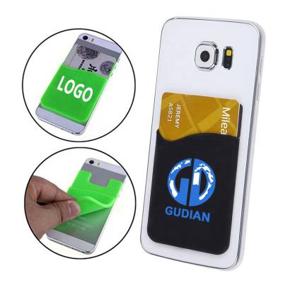 China Custom Adhesive Business Card Pocket Phone Holder Silicone Cell Phone Card Holder With Logo for sale