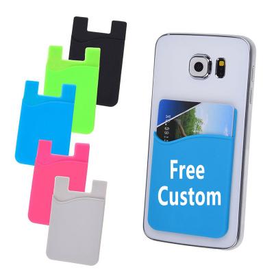 China Custom Logo Silicone Phone Card Holder Cell Phone Credit Card Holder for sale