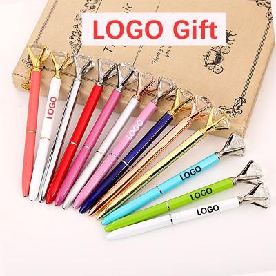 China Custom Gem Ballpoint Pen Promotional Logo Jeweled Pen With Diamond Big Ballpoint Pen Luxury Pen For Gift for sale