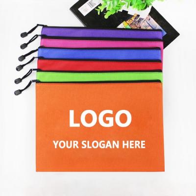 China Custom non woven pvc logo bag a4 zipper file document bag pocket envelope for sale