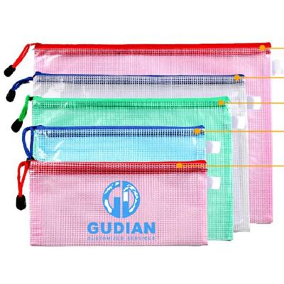 China Promotional Items With Logo Transparent Document Folder Pouch/Advertising Gift/PVC Business/School/Office Folder Bag Plastic Clear Grid File Bag With Custom Logo for sale