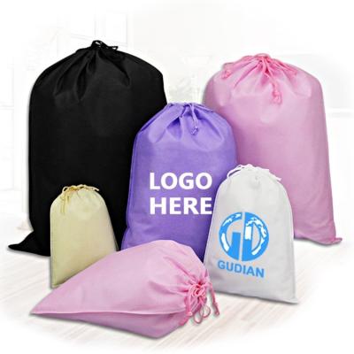 China Custom Non Woven Reusable Nonwoven Shoe Bag Logo Drawstring Bag Shoe Storage Bags Clothes Shoe Bag for sale