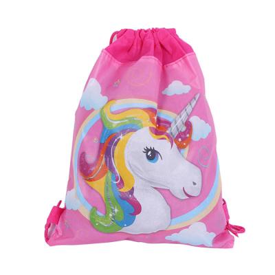 China Portable Unicorn Party Supplies Cute Drawstring Bag Unicorn Backpack for sale