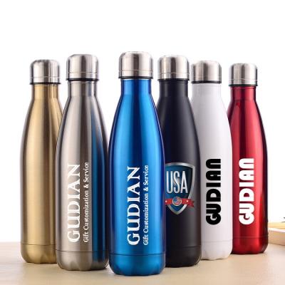 China Sustainable Custom Logo 500ml Double Wall Insulated Stainless Steel Vacuum Flask Cola Bottle for sale