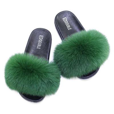 China Custom Made Anti-Smell Design Fur Slippers Flat Slides In Heel High Quality Slippers Fluffy Sandals For Women And Ladies for sale