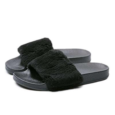 China Custom Cheap Anti-Smell Women Fur Slippers Slides for sale