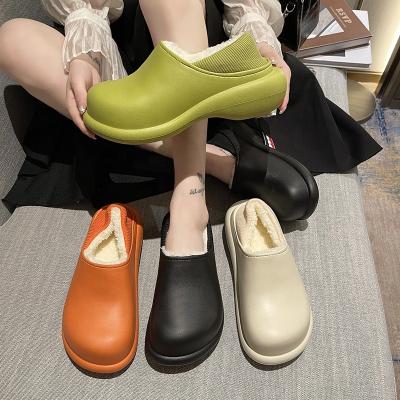 China Fashion Trend Furry Slides 2021 New Winter Indoor Shoes Women Soft Plush Home Slipper Waterproof Eva Fur Slippers For Ladies for sale