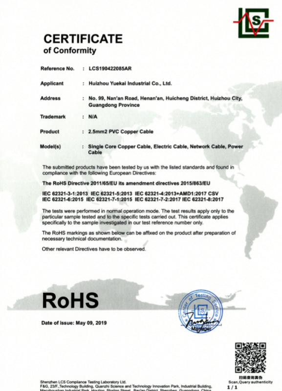 RoHS - Huizhou Yuekai Industrial Co., Ltd.