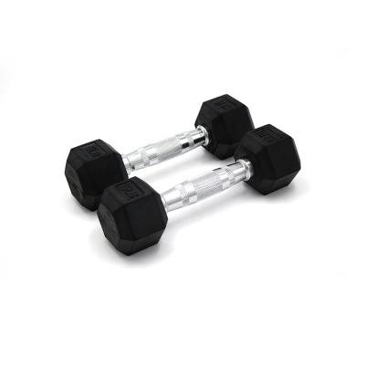 China Dumbell Set Home Training 5LB Hexagon Fitness Yoga Rubber Dumbbell for sale